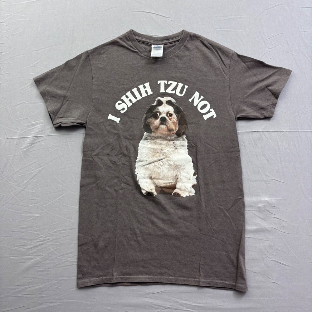 Delta Pro Weight I Shih Tzu‎ Not Dog Graphic T-Shirt Gray Mens Small Funny Pun